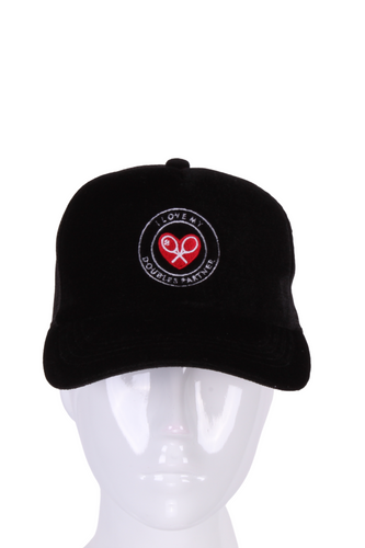 Black Velvet Tennis Hat Mesh Back - I LOVE MY DOUBLES PARTNER!!!