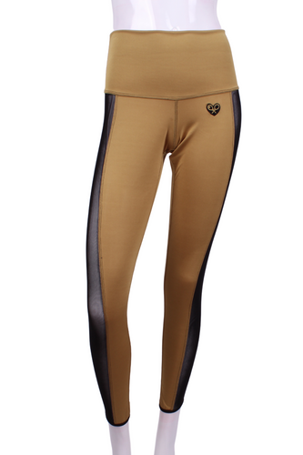 Brushed Gold + Black Mesh Leg Lengthening Leggings - I LOVE MY DOUBLES PARTNER!!!