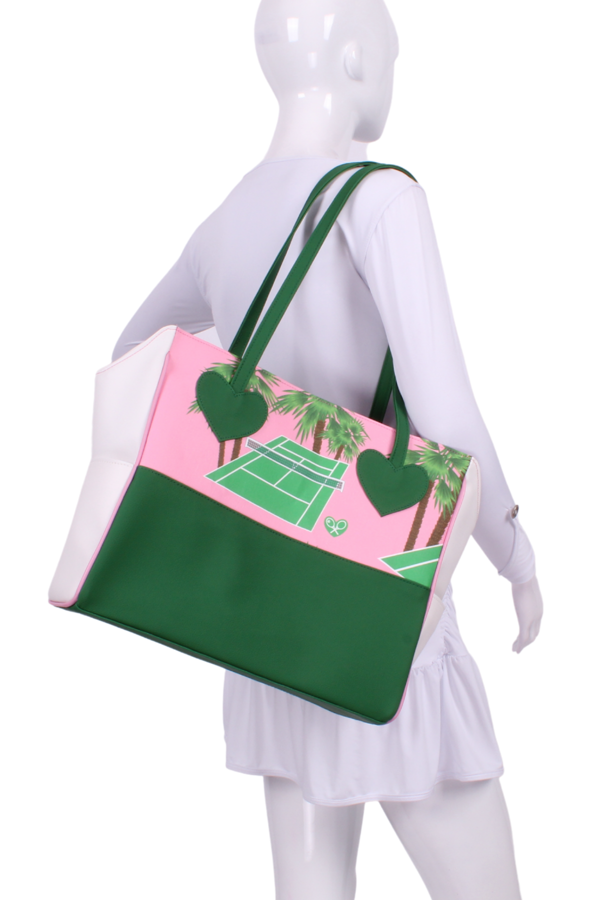 Courtside Tennis Tote | Black with Pink and White Stripes | Five Love