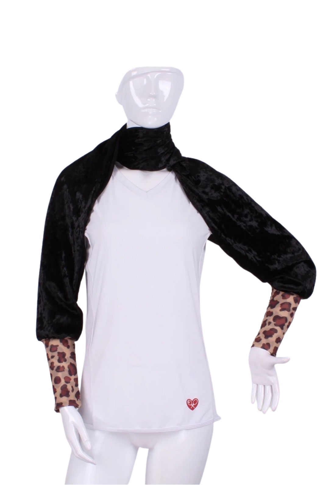 Crushed Black Velvet + Leopard Mesh Scarf Vest (Reversible) - I LOVE MY DOUBLES PARTNER!!!