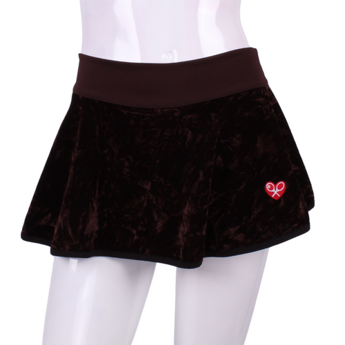 Crushed Brown Velvet LOVE “O” Tennis Skirt - I LOVE MY DOUBLES PARTNER!!!