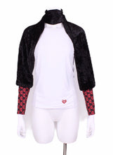 Load image into Gallery viewer, Crushed Black Velvet + Soft Black Scarf Vest (Reversible) - I LOVE MY DOUBLES PARTNER!!!
