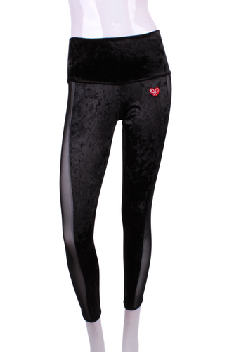 Crushed Velvet + Black Mesh Leg Lengthening Leggings - I LOVE MY DOUBLES PARTNER!!!