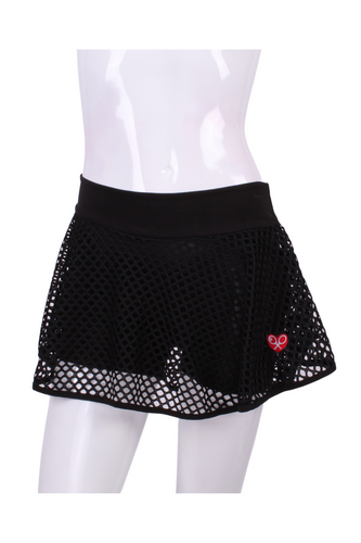 Fishnet Longer Shorties Black Love O Tennis Skirt - I LOVE MY DOUBLES PARTNER!!!