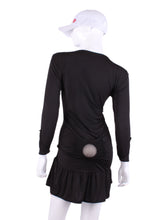 Load image into Gallery viewer, Generous Long Sleeve Monroe Tennis Dress Black - I LOVE MY DOUBLES PARTNER!!!
