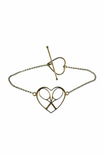 Load image into Gallery viewer, White Gold Heart + Rackets Bracelet - I LOVE MY DOUBLES PARTNER!!!
