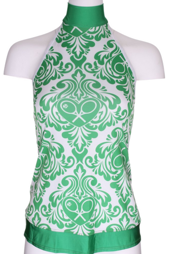 Green Damask + Heart Halter Top - I LOVE MY DOUBLES PARTNER!!!