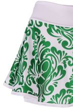 Load image into Gallery viewer, Green Damask + Heart Love &quot;O&quot; Skirt - I LOVE MY DOUBLES PARTNER!!!
