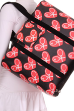 Load image into Gallery viewer, Heart on Black LOVE My Tennis Tote - I LOVE MY DOUBLES PARTNER!!!

