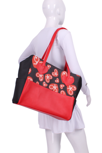 Random Hearts on Black Mini LOVE Tote - I LOVE MY DOUBLES PARTNER!!!