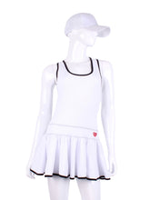 Load image into Gallery viewer, V1 White With White Mesh &amp; Black Trim Sandra Dee Court To Cocktails Tennis Dress

