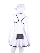 Load image into Gallery viewer, V1 White With White Mesh &amp; Black Trim Sandra Dee Court To Cocktails Tennis Dress
