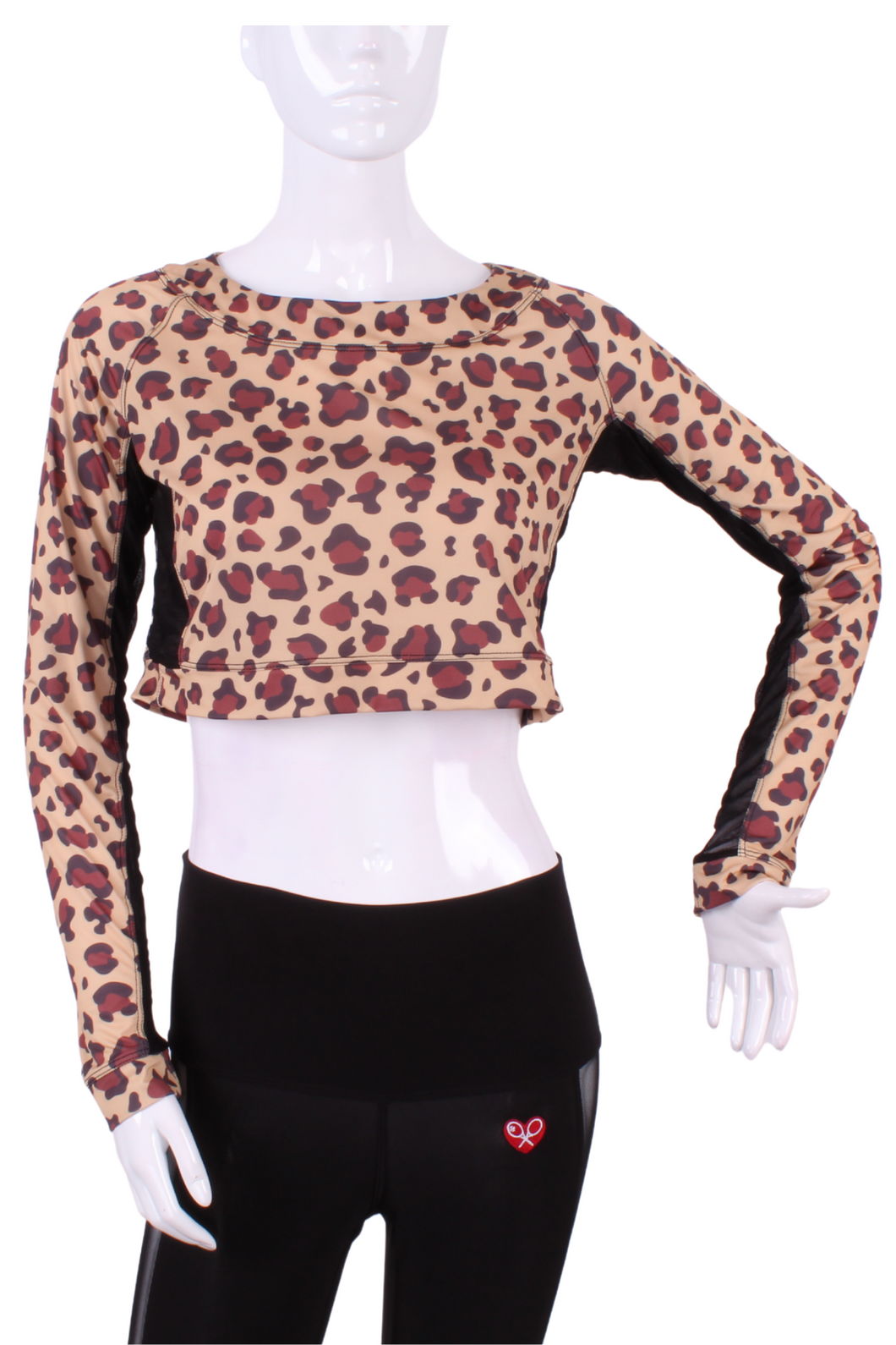 Leopard + Black Mesh Crop Top - I LOVE MY DOUBLES PARTNER!!!