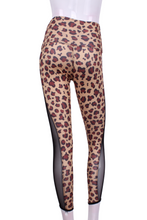 Load image into Gallery viewer, Leopard + Black Mesh Leg Lengthening Leggings - I LOVE MY DOUBLES PARTNER!!!
