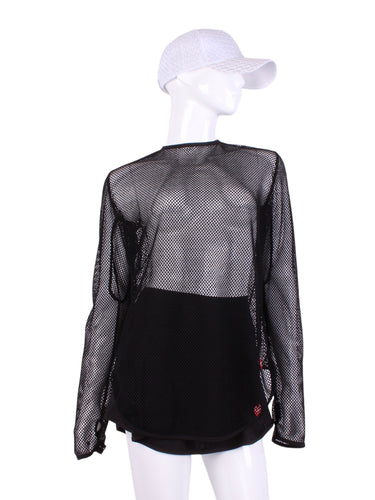 Black Fishnet Long Sleeve Crew Tee - I LOVE MY DOUBLES PARTNER!!!