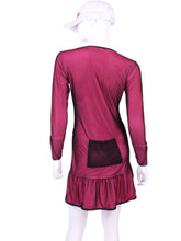 Load image into Gallery viewer, The Monroe Dress offers a little more coverage around the chest and the arms, but delicately shows your feminine curves. Our dress is fitted, and flares out at the skirt. It is perfect for tennis, running and golf, and of course, a trip to your after-court party with your friends. It was designed for confident women like you! 
