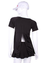Load image into Gallery viewer, Tie Back Tee Short Sleeve Black - I LOVE MY DOUBLES PARTNER!!!
