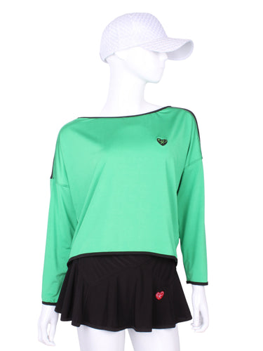Long Sleeve Baggy Top Green - I LOVE MY DOUBLES PARTNER!!!