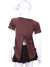 Load image into Gallery viewer, Tie Back Tee Short Sleeve Brown - I LOVE MY DOUBLES PARTNER!!!
