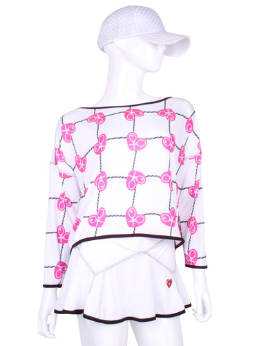 Long Sleeve Pink Hearts & Net - I LOVE MY DOUBLES PARTNER!!!