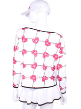 Load image into Gallery viewer, Long Sleeve Raspberry Red Hearts &amp; Net - I LOVE MY DOUBLES PARTNER!!!
