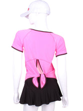 Load image into Gallery viewer, Tie Back Tee Short Sleeve Pink - I LOVE MY DOUBLES PARTNER!!!
