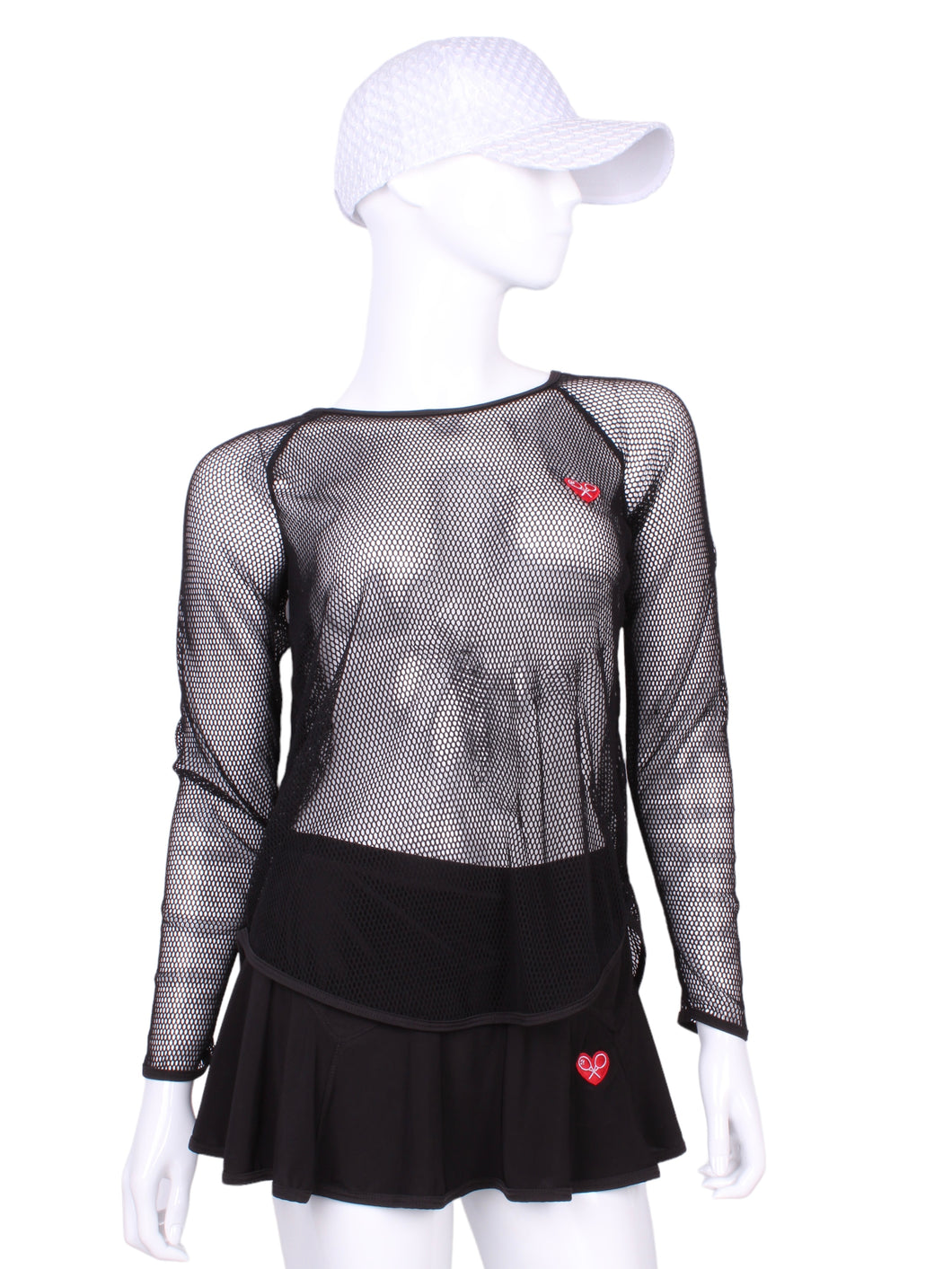 Tie Back Tee Long Sleeve Black Fishnet - I LOVE MY DOUBLES PARTNER!!!