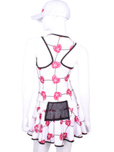 Load image into Gallery viewer, V1 Raspberry Red Hearts &amp; Net Sandra Dee Court To Cocktails Tennis Dress - I LOVE MY DOUBLES PARTNER!!!
