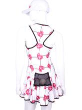 Load image into Gallery viewer, V1 Raspberry Red Hearts &amp; Net Sandra Dee Court To Cocktails Tennis Dress - I LOVE MY DOUBLES PARTNER!!!
