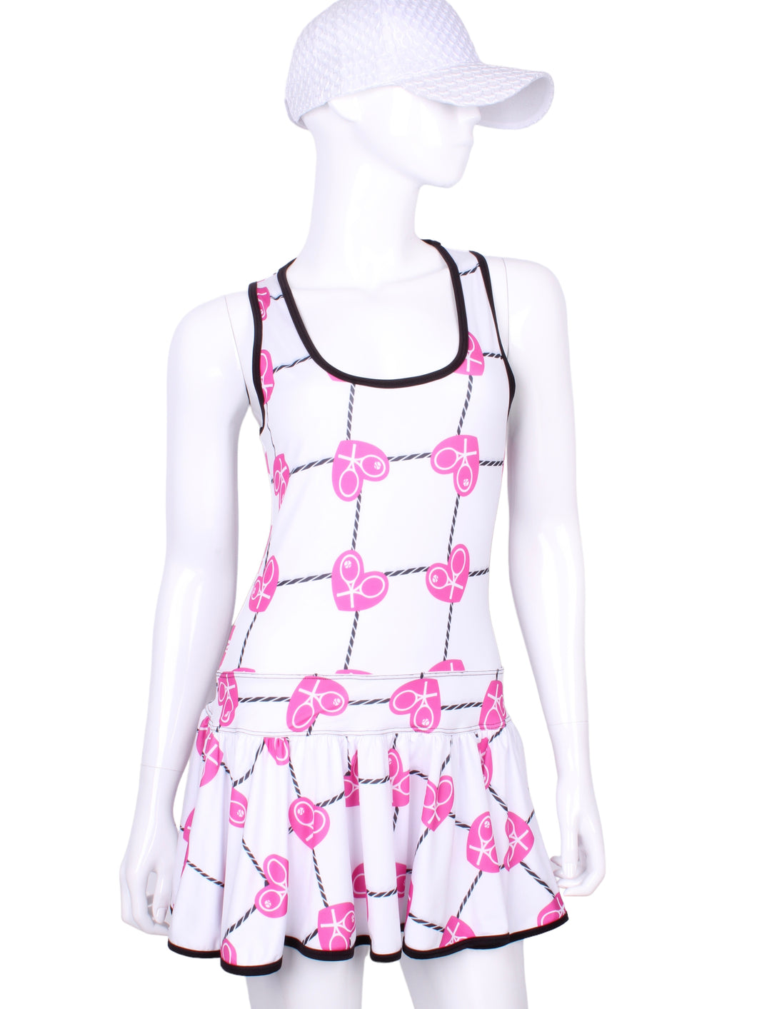 V1 Pink Hearts & Net Sandra Dee Court To Cocktails Tennis Dress - I LOVE MY DOUBLES PARTNER!!!