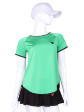 Load image into Gallery viewer, Tie Back Tee Short Sleeve Green - I LOVE MY DOUBLES PARTNER!!!
