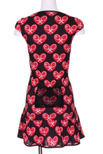 Load image into Gallery viewer, Mid Red Heart on Black Monroe Tennis Dress - I LOVE MY DOUBLES PARTNER!!!
