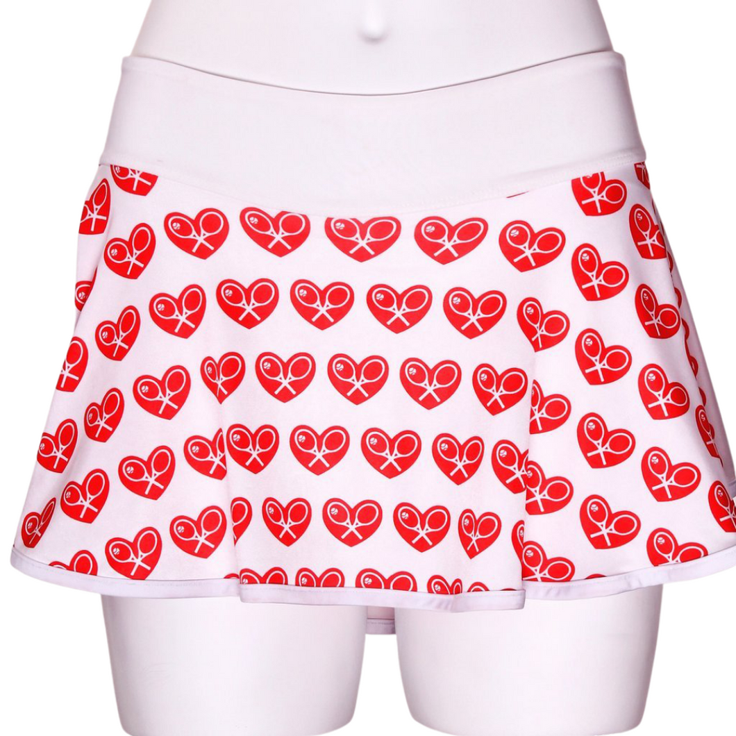 Mini Hearts on White Love O Skirt - I LOVE MY DOUBLES PARTNER!!!
