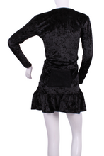Load image into Gallery viewer, Monroe Crushed Black Velvet Long Sleeve Tennis Dress - I LOVE MY DOUBLES PARTNER!!!
