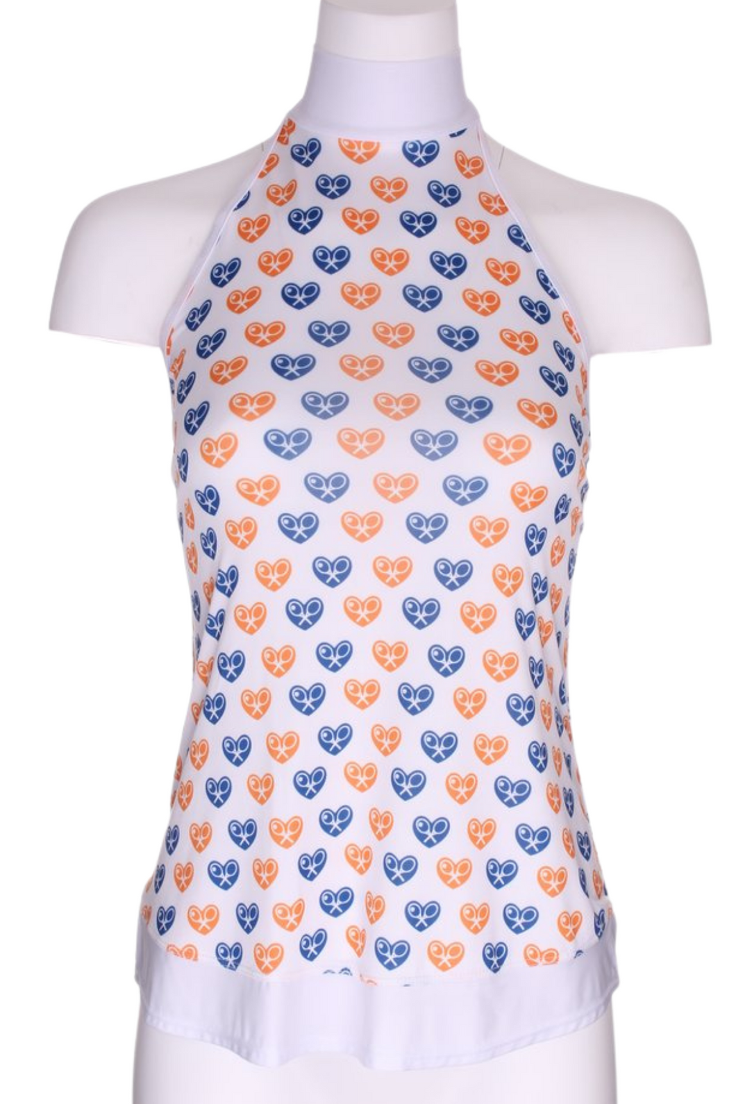 Orange + Blue Heart Halter Top White Trim - I LOVE MY DOUBLES PARTNER!!!