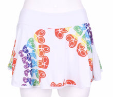Load image into Gallery viewer, Rainbow Hearts on White Love &quot;O&quot; Skirt - I LOVE MY DOUBLES PARTNER!!!
