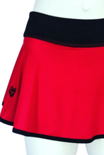 Load image into Gallery viewer, Bright Red + Black Limited LOVE “O” Skirt - I LOVE MY DOUBLES PARTNER!!!
