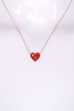 Load image into Gallery viewer, Red Enamel Heart + Diamond Gold Necklace Tennis Necklace - I LOVE MY DOUBLES PARTNER!!!

