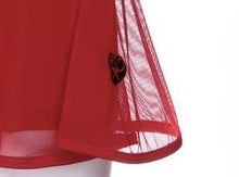 Load image into Gallery viewer, Red Mesh Love O Tennis Skirt - I LOVE MY DOUBLES PARTNER!!!
