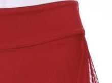 Load image into Gallery viewer, Red Mesh Love O Tennis Skirt - I LOVE MY DOUBLES PARTNER!!!
