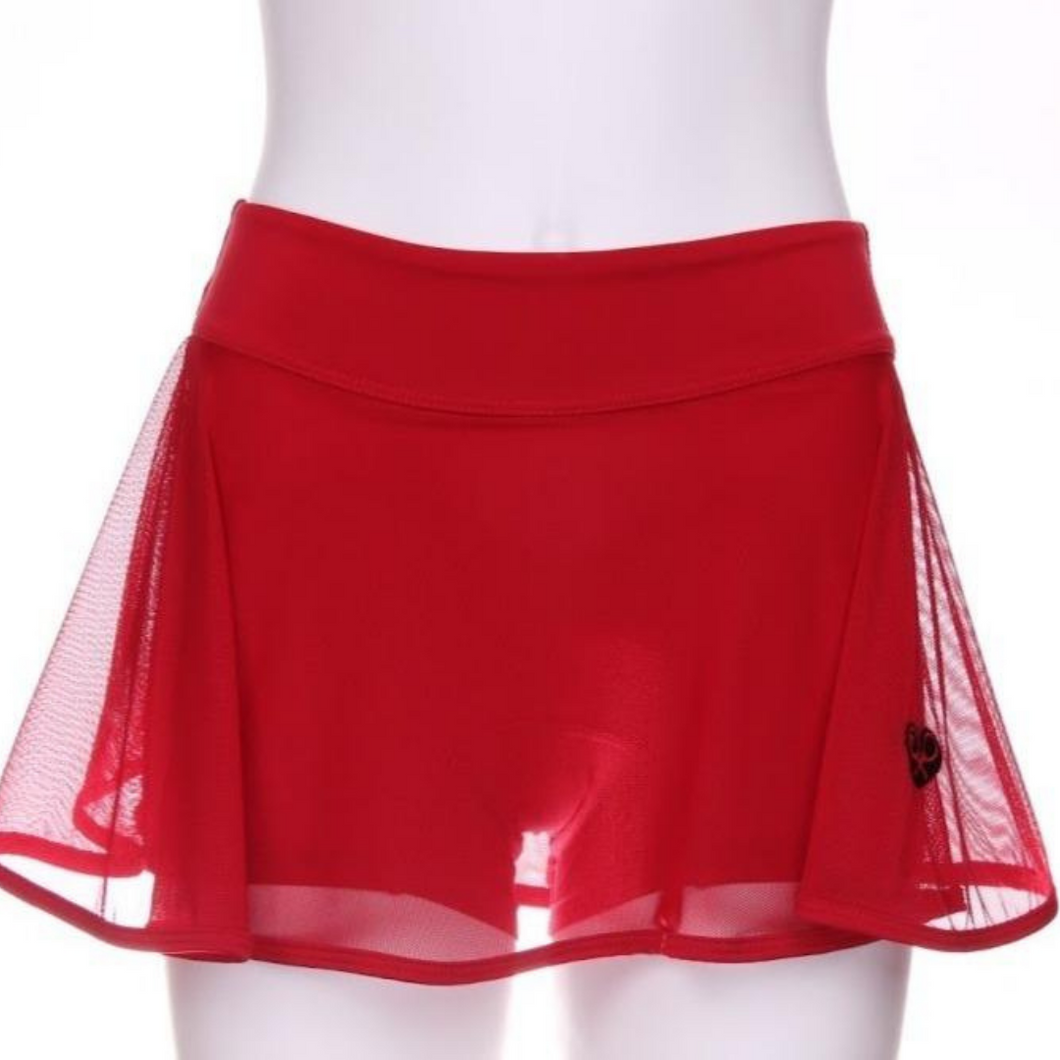 Red Mesh Love O Tennis Skirt - I LOVE MY DOUBLES PARTNER!!!
