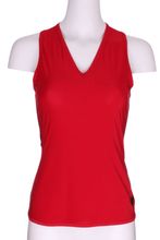 Load image into Gallery viewer, Red Vee Tank with Black Back - I LOVE MY DOUBLES PARTNER!!!
