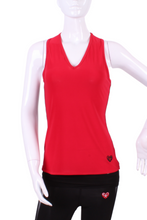 Load image into Gallery viewer, Red Vee Tank with Plain Solid Black Back - I LOVE MY DOUBLES PARTNER!!!
