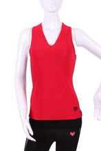 Load image into Gallery viewer, Red Vee Tank with Heart Mesh Back - I LOVE MY DOUBLES PARTNER!!!
