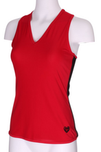 Load image into Gallery viewer, Red Vee Tank with Plain Solid Black Back - I LOVE MY DOUBLES PARTNER!!!
