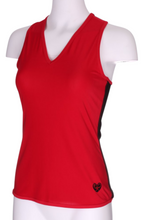 Load image into Gallery viewer, Red Vee Tank with Heart Mesh Back - I LOVE MY DOUBLES PARTNER!!!
