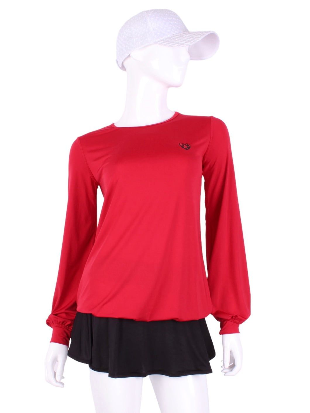 Solid Red Long Sleeve Warm Up Top This long sleeve top is the most feminine and flowing of my collection.  It is comfortable with binding on the neckline, poofy at the wrists and soft hem at the hips.  The fabrics are super soft yet warm.    Fully machine washable.  Hang to dry.  Designed by Adeline, and proudly sewn in Los Angeles from lovely imported fabric.
