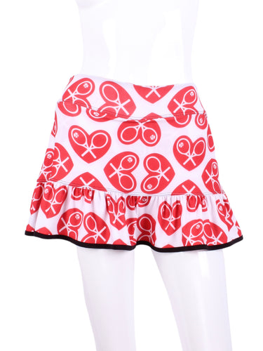 Ruffle Skirt N/E/S/W Red Hearts - I LOVE MY DOUBLES PARTNER!!!
