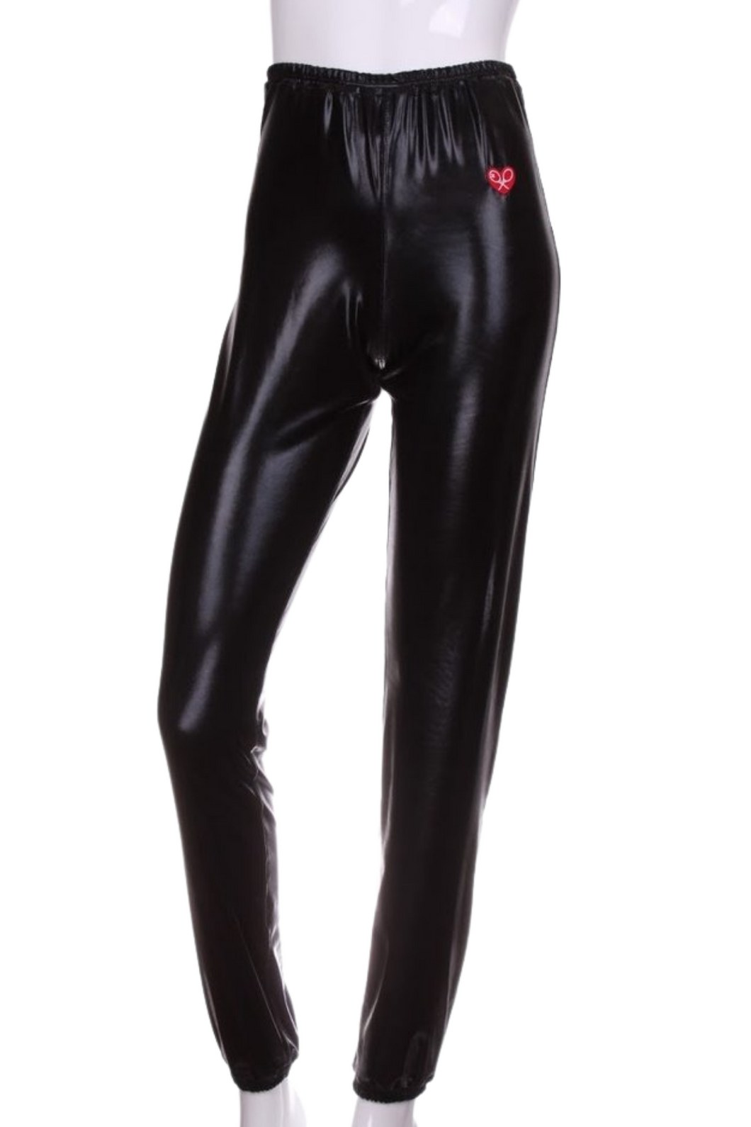 Shiny Black Baggy Warm Up Pants - I LOVE MY DOUBLES PARTNER!!!