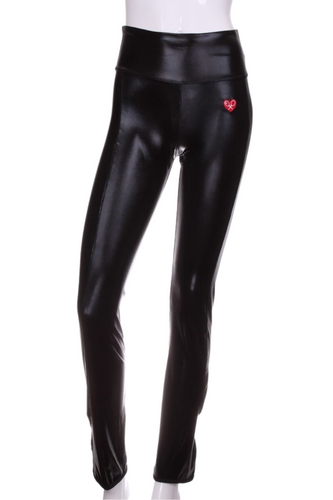 Pleather Black Leg Lengthening Warm Up Pants - I LOVE MY DOUBLES PARTNER!!!